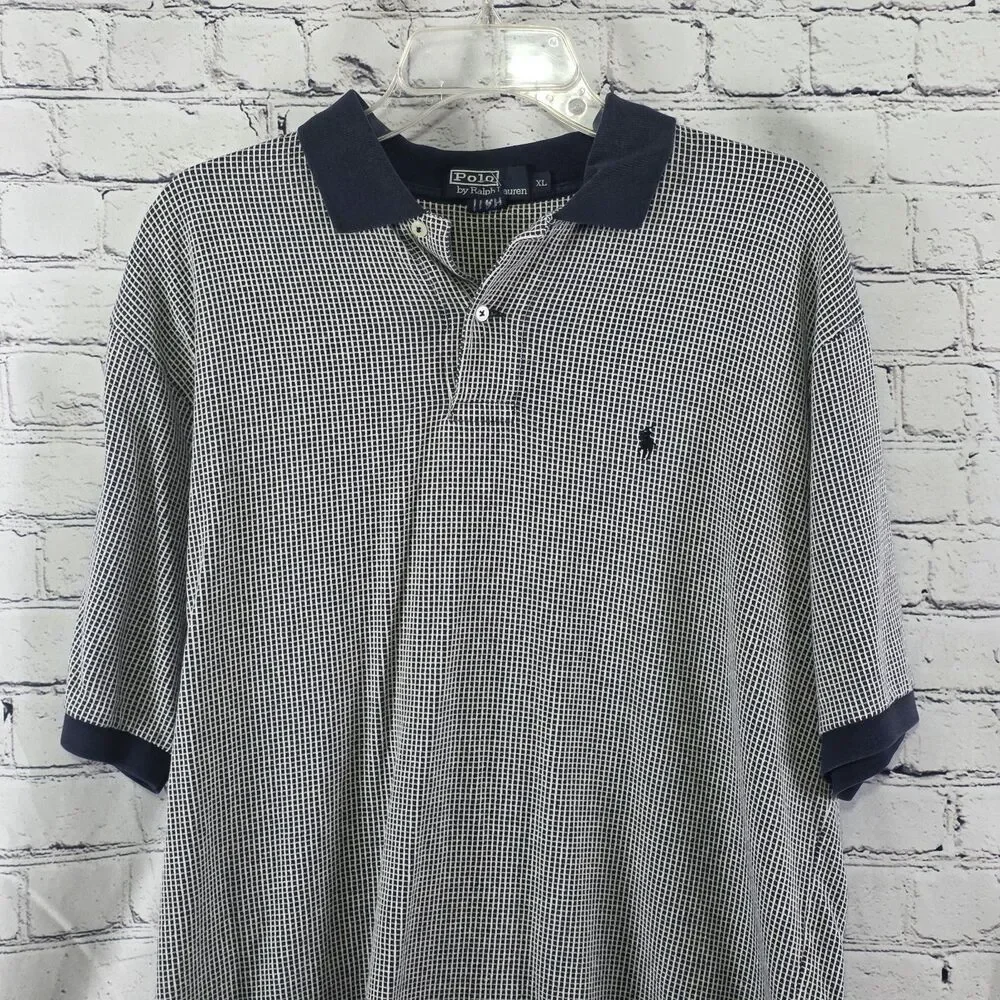 Polo Ralph Lauren Men's Large Navy & Gray Linen Blend SS Golf Shirt